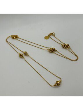 Vintage Anne Klein II Goldtone Bead Station Chain Necklace 1980s AKII Designer